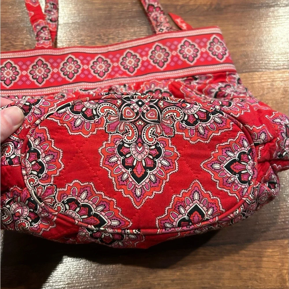Vera Bradley Shoulder Bag Purse Frankly Scarlett Red Paisley Wallet Matching Set